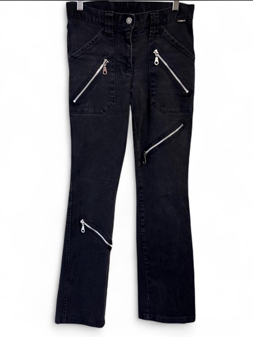 Vintage Serious LA black mid rise zipper detail jeans